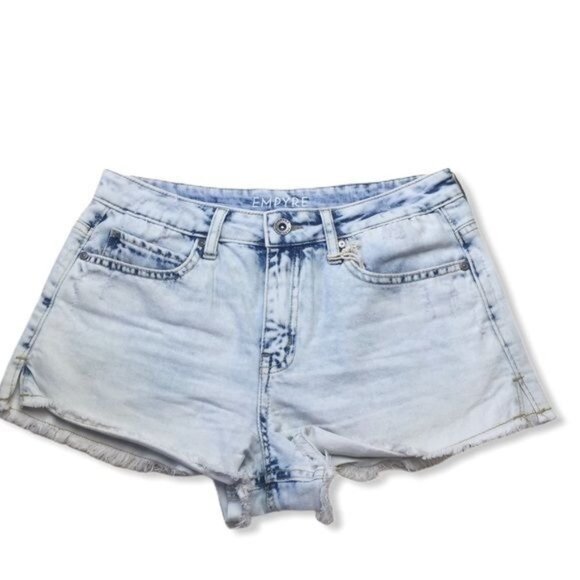 Empyre Adrian Cut Offs Jean Shorts High Waist Blue Acid Wash Retro Size 5 New - Picture 1 of 9